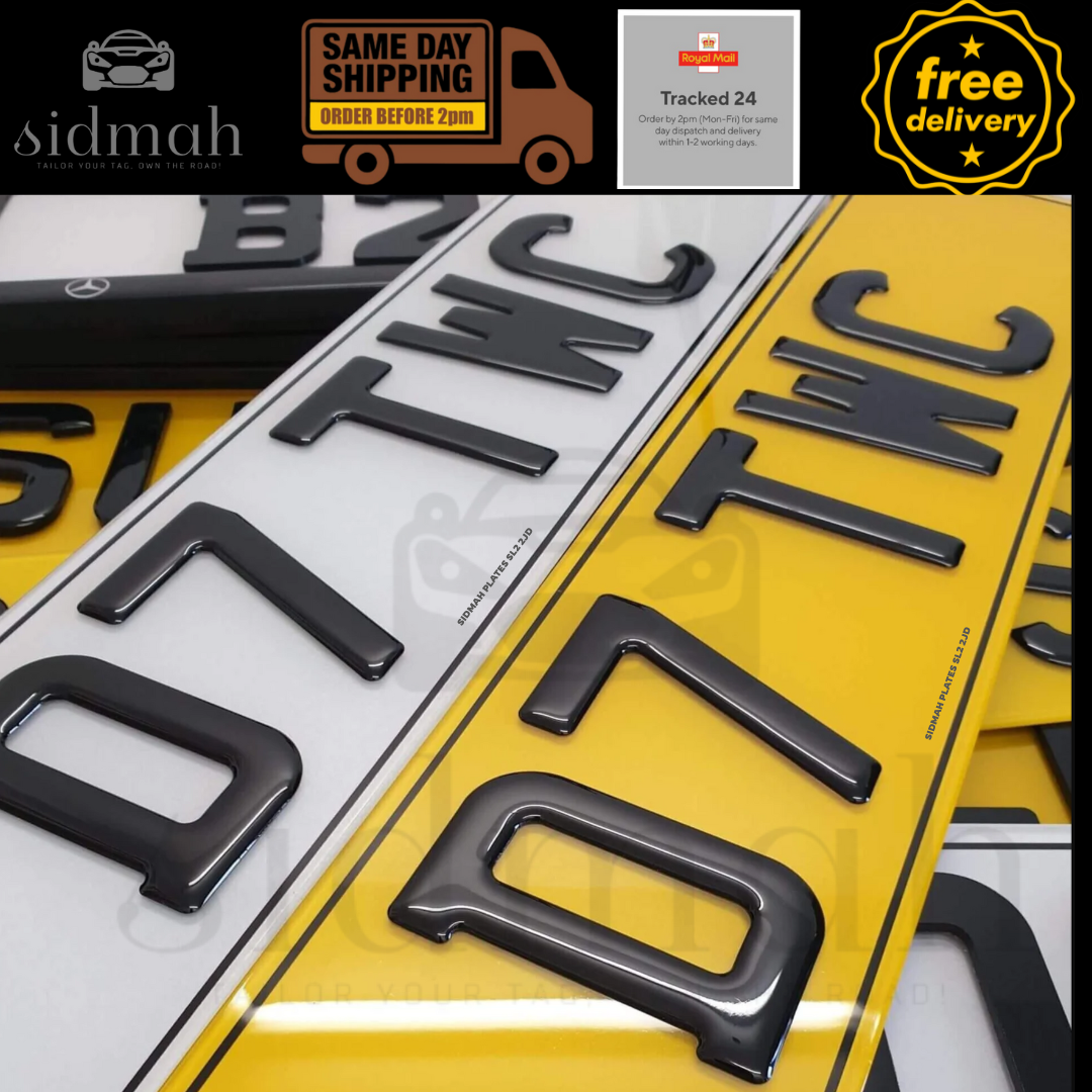 3D gel number plates  in golden and silver color with black border | MOT & DVLA compliant