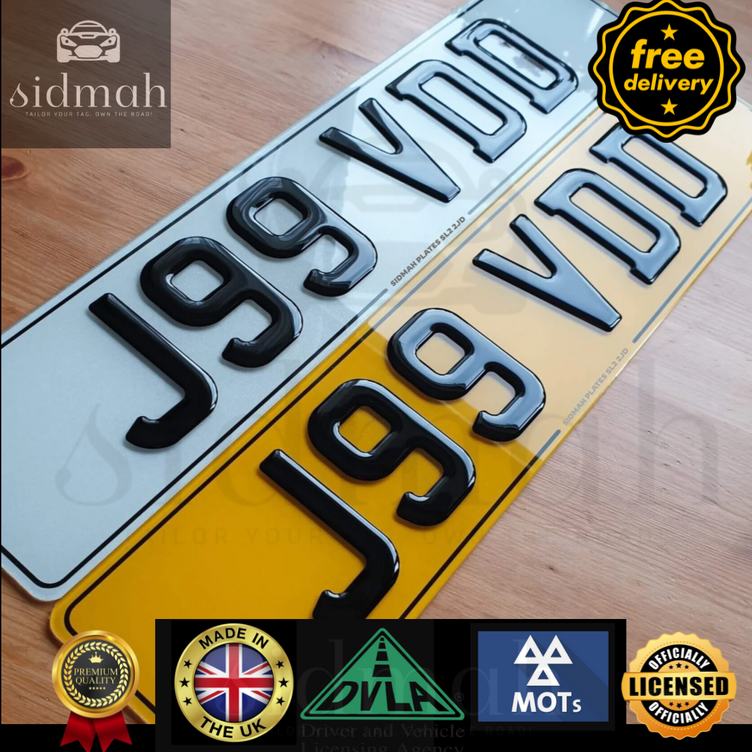 3D gel number plates  in golden and silver color with black border | MOT & DVLA compliant