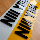 4D 3mm raised acrylic number plates: yellow & silver | MOT & DVLA compliant