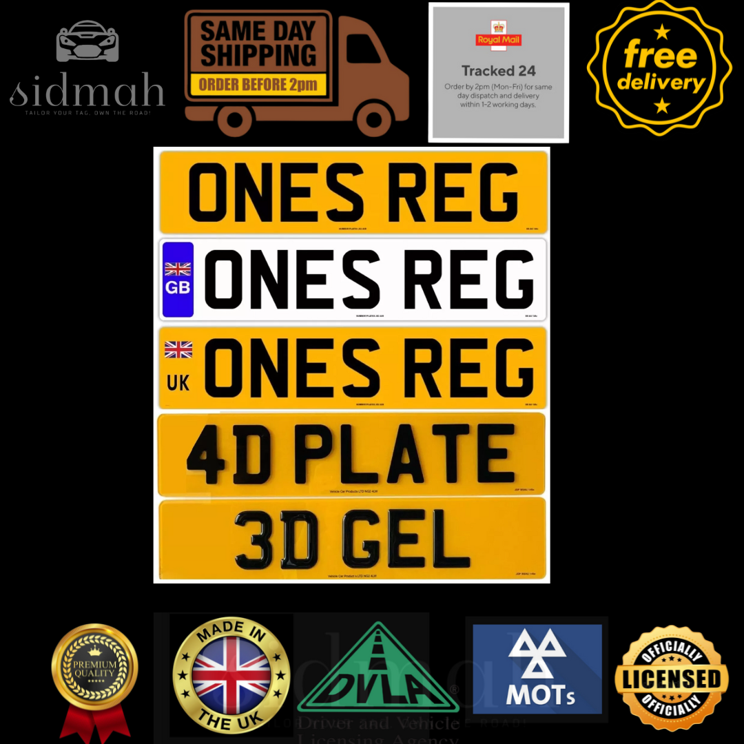 Customized 2D,3D/4D gel, 4D 3mm/5mm raised number plates| MOT & DVLA compliant | UK,GB,EV Flags 