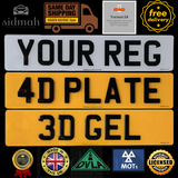 Customized 2D,3D/4D gel, 4D 3mm/5mm raised number plates| MOT & DVLA compliant | UK,GB,EV Flags 