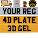 Customized 2D,3D/4D gel, 4D 3mm/5mm raised number plates| MOT & DVLA compliant | UK,GB,EV Flags 