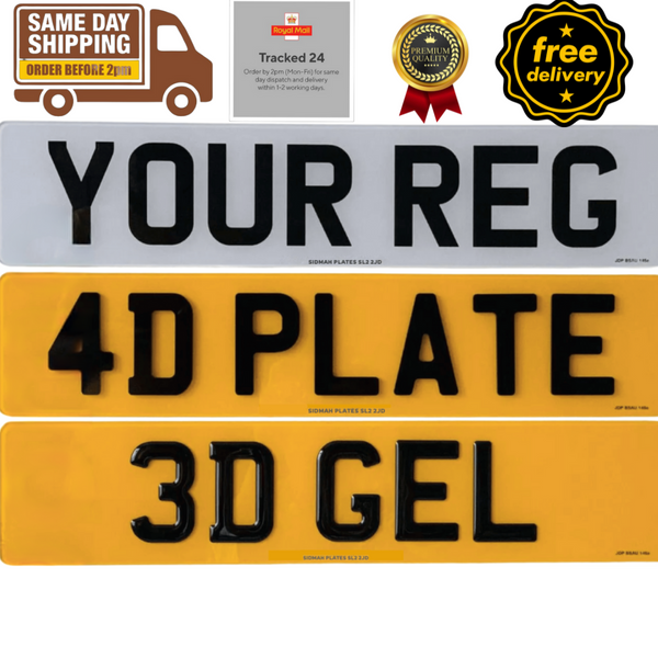 Customized 2D,3D/4D gel, 4D 3mm/5mm raised number plates| MOT & DVLA compliant | UK,GB,EV Flags 