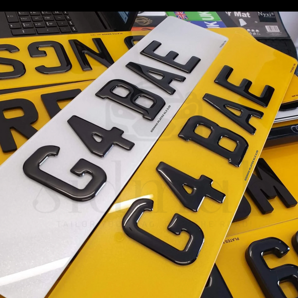 3D gel number plates  showcasing smooth, modern style in golden and silver color