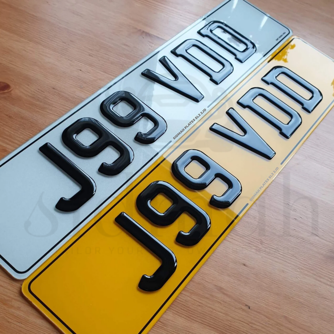 Premium 3D gel number plate in yellow and silver with black printed border |MOT & DVLA compliant 