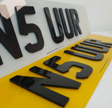 4D 3mm raised acrylic number plates: yellow & silver | MOT & DVLA compliant