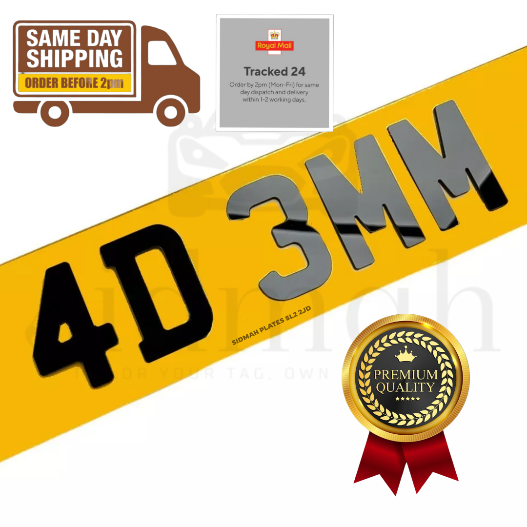 4D 3mm raised acrylic number plate | MOT & DVLA compliant
